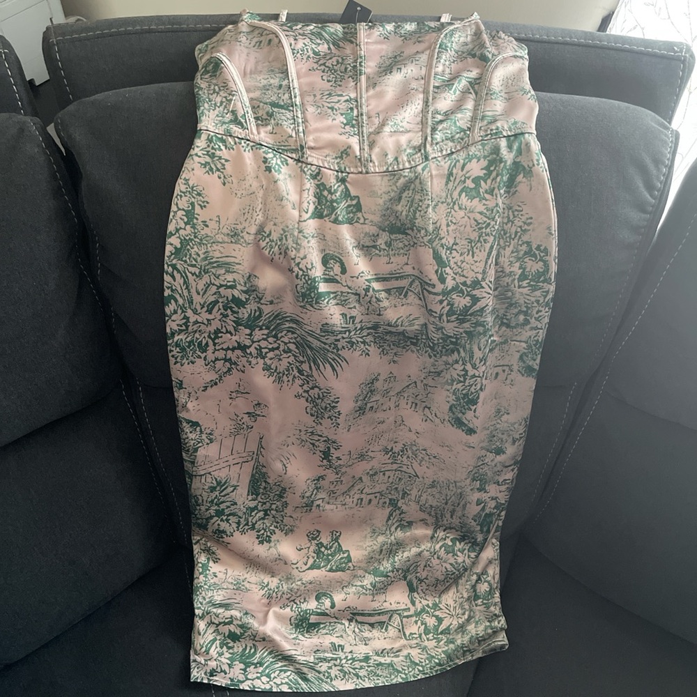 Fashion Nova multicolor Emma corset midi dress.